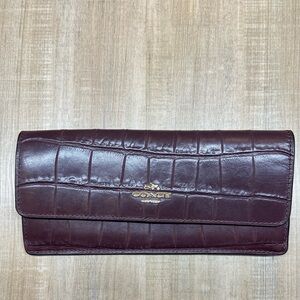 Coach Burgundy Croc-Embossed Wallet